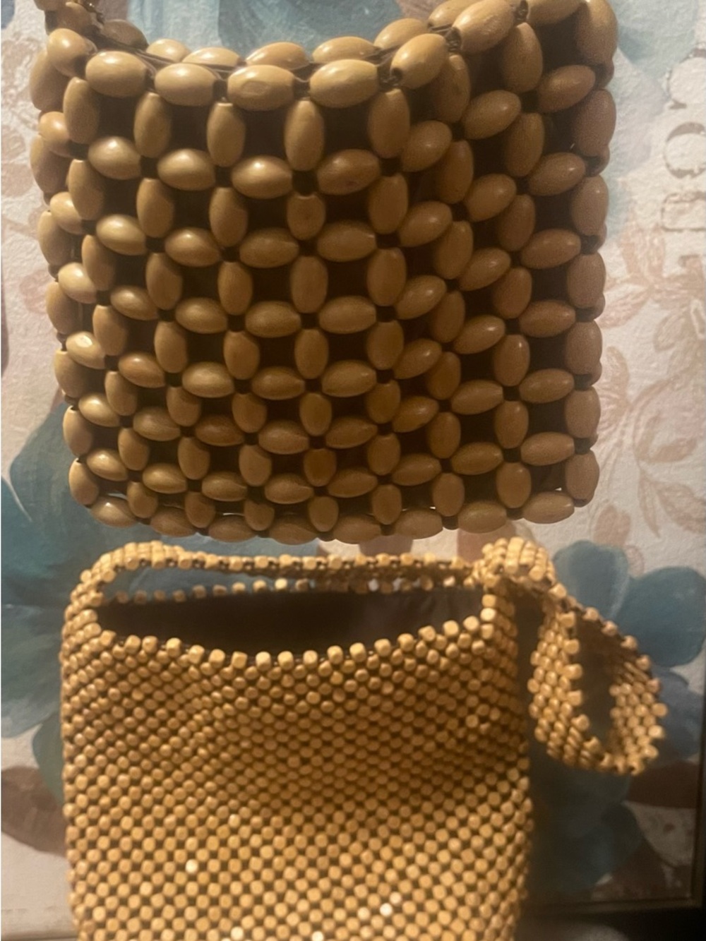 The Sak Handcrafted wooden beaded bags. EUC